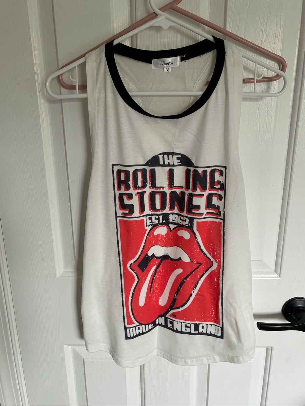 Rolling Stones White Tank Top with Black Trim — Size women M